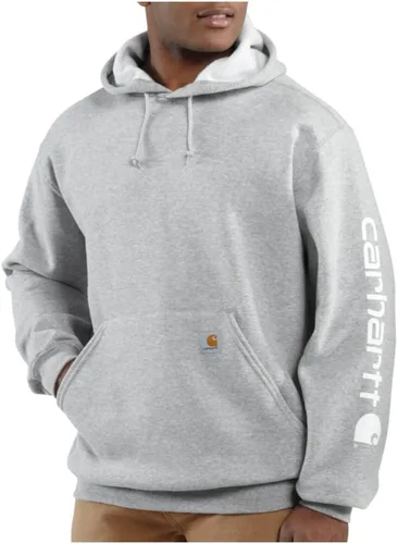 Vista 38 de Carhartt Sudadera de ajuste holgado para hombre con logotipo en la manga, de peso medio, gráfica, liquidación Terreno ámbar