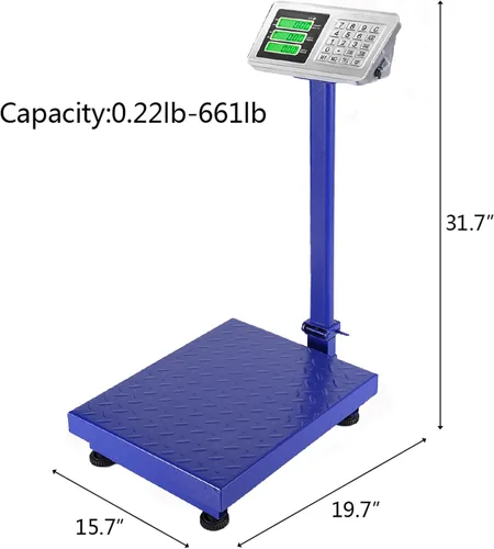 Vista 9 de TUFFIOM Báscula Electrónica de Plataforma de 661 libras, Básculas Digitales de Piso Plegables de Servicio Pesado, Acero Inoxidable con Pantalla LCD
