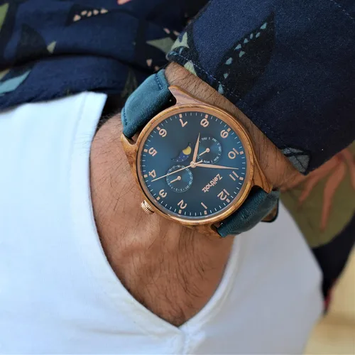 Vista 24 de Zeitholz Relojes de madera para hombre, reloj de madera, regalos, reloj analógico, nueva colección Klitten 1.654 in con movimiento de cuarzo japonés.