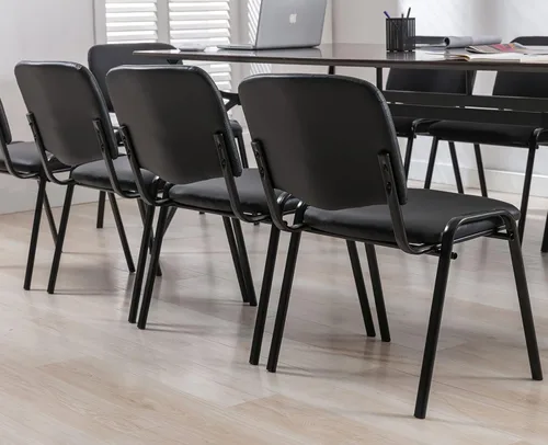 Vista 7 de Shunzhi Juego de 5 sillas de sala de espera apilables para sala de conferencias, silla de invitados con brazo para tableta para sala de descanso