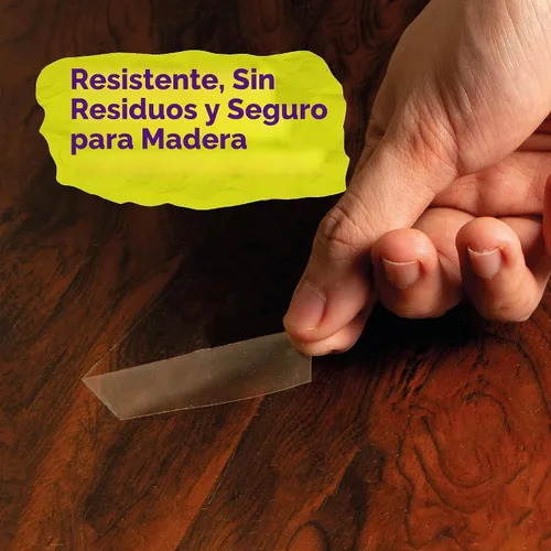 Vista 4 de ATack Cinta transparente extra adhesiva de doble cara, extraíble, 2 pulgadas x 20 yardas, segura para pared, cinta de tela autoadhesiva de doble