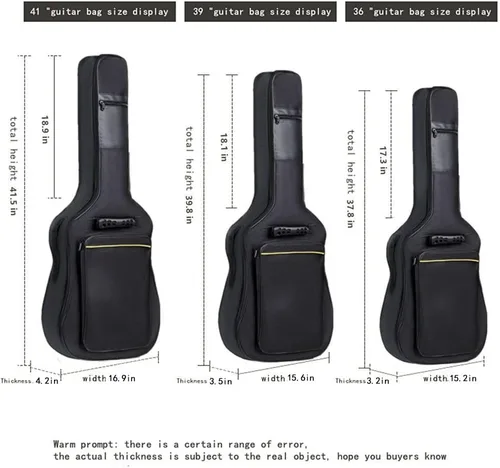 Vista 4 de Bolsa de guitarra acústica de 36 pulgadas, impermeable, doble correa de hombro ajustable, mochila acolchada de 5mm con accesorios, para guitarra