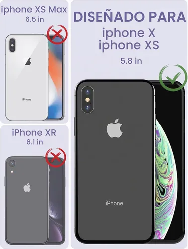 Vista 2 de Dretal Funda para iPhone X, iPhone Xs, de grado militar, parte trasera dura y borde suave, funda protectora de teléfono para mujeres y niñas con 2