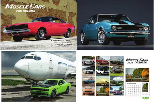 Vista 3 de Calendario de pared 2026 de MUSCLE CARS, de 16 meses, con póster, clásicos autos americanos de alto rendimiento vintage, retro, EE. UU