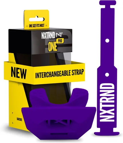 Vista 22 de Protector bucal de fútbol americano Nxtrnd One Pro, correa intercambiable, se adapta a adultos y jóvenes (negro)