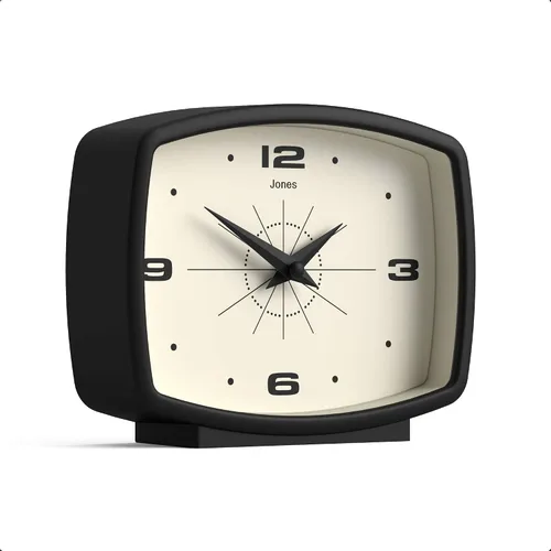 Vista 2 de JONES CLOCKS® Reloj de Escritorio Film Diseño Rectangular Retro Negro Diseño Retro, Combinando Estilo de Mediados de Siglo con un Acabado