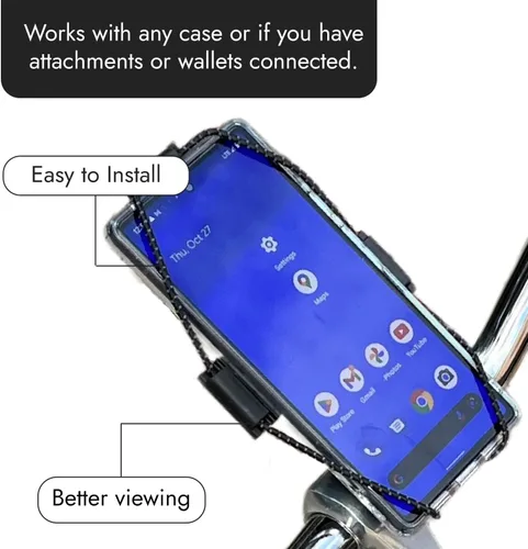 Vista 4 de BiKase ElastoKASE - Soporte universal para teléfono para bicicleta, soporte de manillar de goma flexible para teléfonos inteligentes, agarre seguro