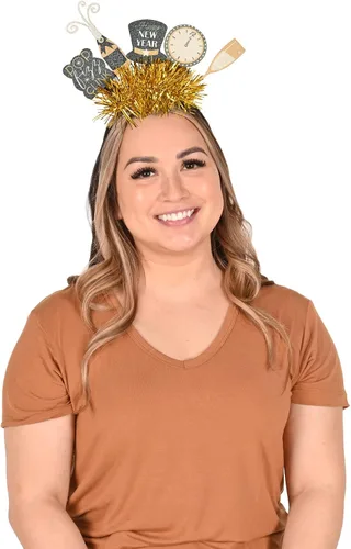 Vista 2 de Beistle Diademas de Feliz Año Nuevo - Brillantes, Star Boppers y sombreros de tela brillante: Año Nuevo