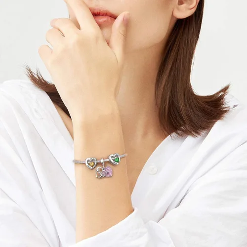 Vista 4 de SEVENWELL Dijes familiares para Pandora, plata de ley 925 con forma de corazón y flores para pulsera, mamá, hermana, hija, esposa, nana, mejor amiga