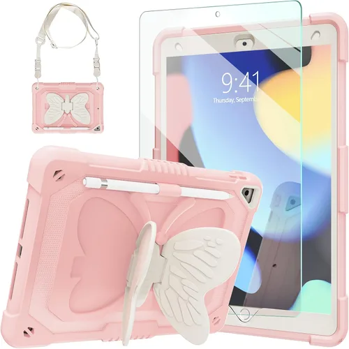 Vista 14 de Ambison Funda para iPad de 9ª/8ª/7ª Generación de 10.2 pulgadas con Protector de Pantalla de Vidrio, Cubierta Protectora Resistente a Prueba