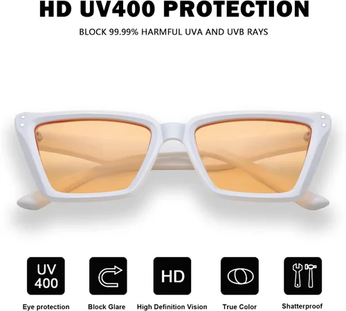 Vista 7 de Gafas de sol cuadradas retro de ojo de gato para mujer, grandes, modernas, retro, marco rectangular grueso clásico
