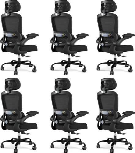 Vista 32 de TRALT - Silla de oficina ergonómica con soporte lumbar, color beige, 1