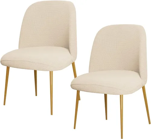 Vista 15 de SZJIAHTM 2 Fundas para Sillas de Comedor Suaves Elásticas Funda Deslizable de Poliéster sin Brazos con Respaldo Curvado Fundas Deslizables