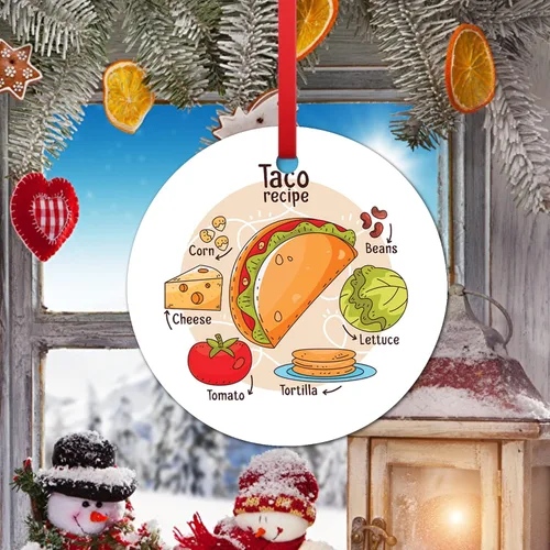 Vista 4 de Receta de tacos Adorno de Navidad Adorno colgante de tortilla Adorno de Navidad 2023 Regalo de Navidad Decoración de árbol de Navidad, adorno