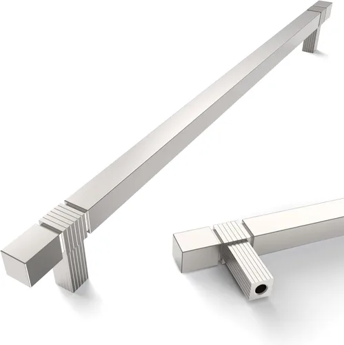 Vista 14 de Asidrama - Paquete de 6 manijas de gabinete de cocina color níquel satinado cepillado de 3.75 pulgadas (96mm), tiradores para gabinete, accesorios