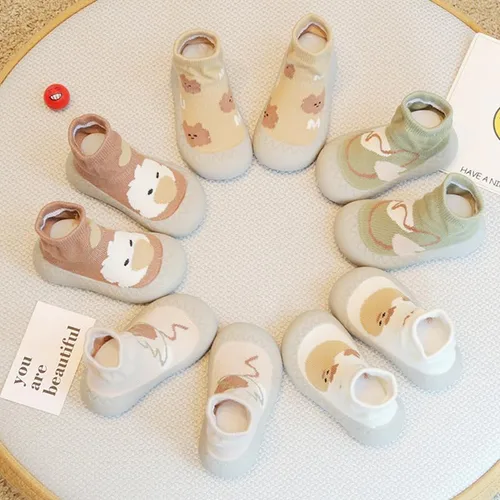 Vista 4 de HOVELL Baby First Walking Slipper - Calcetines antideslizantes para el suelo para niñas y niños, juego de 2 pares con calcetines antideslizantes