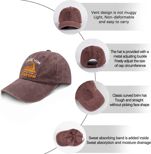 Vista 6 de Baseball Caps Take Him to The Train Station Baseball Caps, Funny Hats for Men
