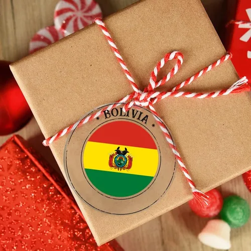Vista 2 de Adornos de Navidad de Bolivia 2022, adorno de bandera de Bolivia para decoración de árbol de Navidad, recuerdo de ciudad de campo de Bolivia