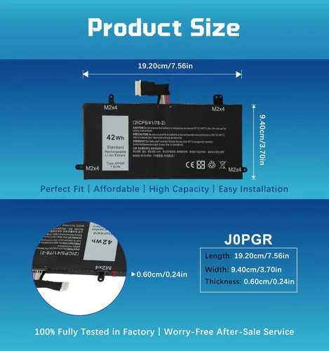 Vista 3 de J0PGR - Batería de repuesto para Dell Latitude 12 5290 5285 2 en 1 T17G T17G001 T17G002 Series, compatible con números de pieza JOPGR 0J0PGR 1WND8