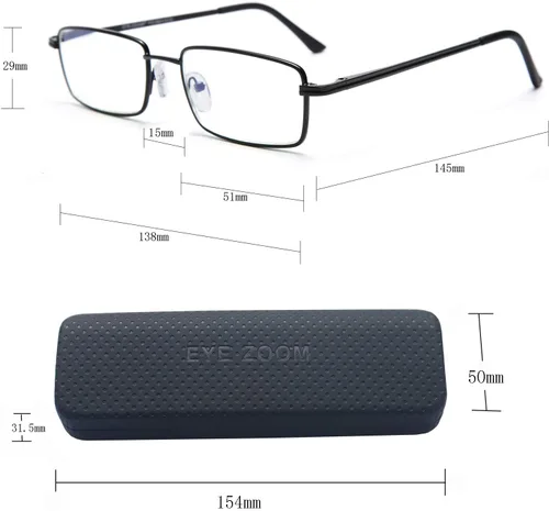 Vista 7 de Gafas de lectura con bloqueo de luz azul, paquete de 2 unidades, rectangulares, de metal, anti rayos azules y lectores UV, para hombres y mujeres