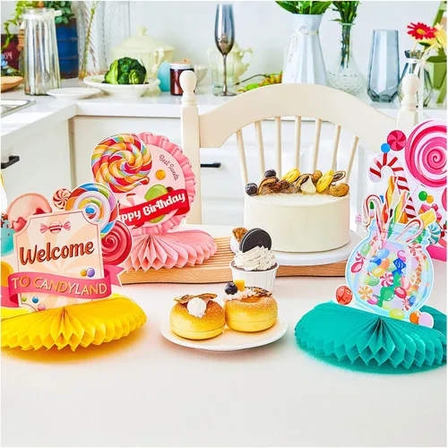Vista 5 de 10 Pcs Candy Party Decorations Candyland Table Decor Welcome to Candyland