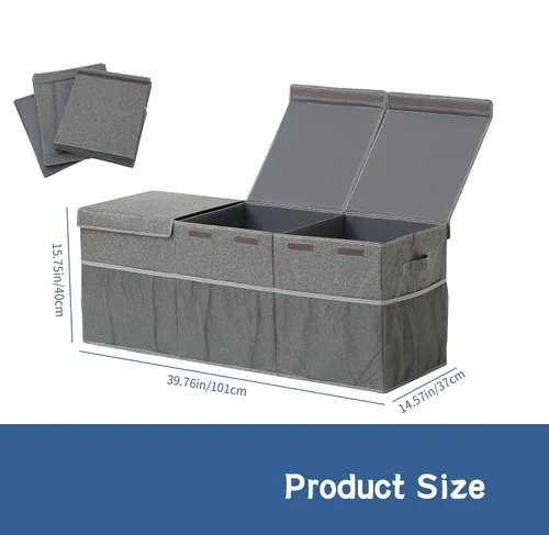 Vista 4 de Caja de juguetes extra grande con bolsillos de malla, organizador de almacenamiento de juguetes para niños, caja para hornear, organizadores