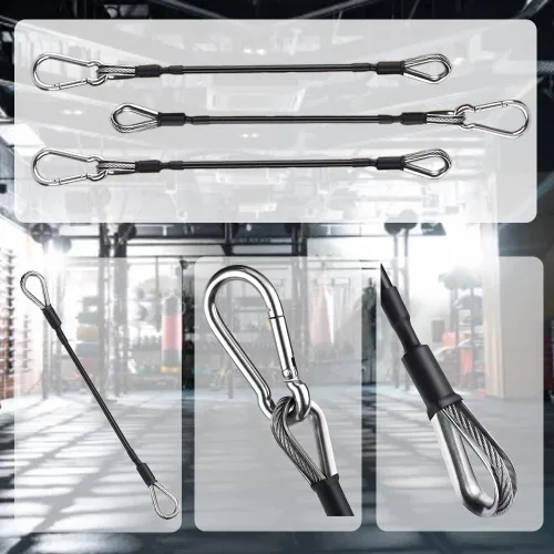 Vista 4 de LOOEEL 3 extensiones de cable de gimnasio, cable de extensión de gimnasio de 0.2 pulgadas de grosor, accesorios de cuerda de extensión de fitness