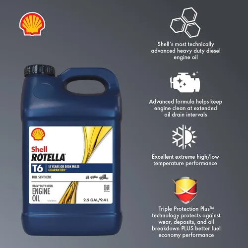 Vista 4 de Shell Rotella T6 - Aceite de motor totalmente sintético 5W-40, 2.5 galones (paquete de 2)
