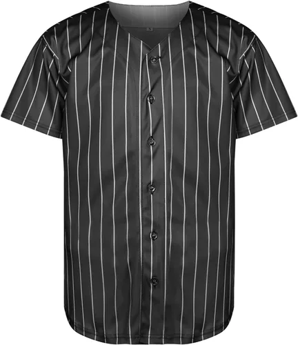 Vista 2 de Camiseta de béisbol en blanco con botones y manga corta estilo hipster hip hop