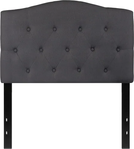 Vista 7 de BizChair Cabecero tapizado capitoné tamaño individual en tela gris oscuro