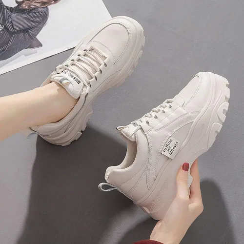 Vista 6 de NCNDB Zapatos deportivos de plataforma para mujer, con cordones, de moda, con parte inferior aumentada