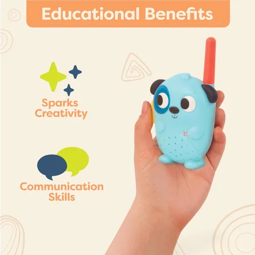 Vista 4 de B. toys – Lolo & Woofer Walkie – Talkies – paquete de 2 Walkie Talkies – Largo alcance de 100 pies – Juguetes para niños pequeños, niños – 3+ años