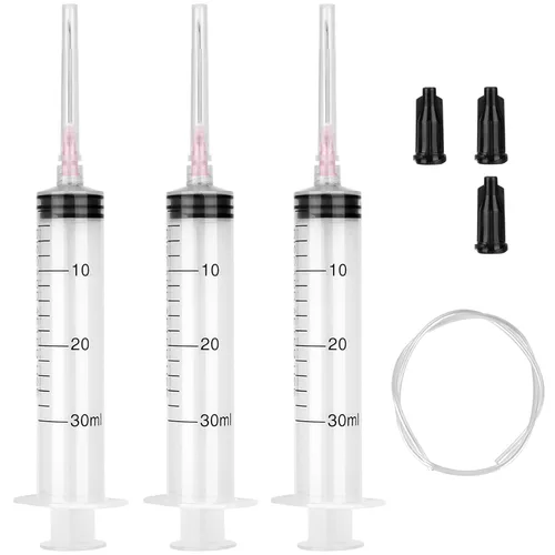 Vista 21 de Paquete de 3 jeringas de 0.7 fl oz con tapa, jeringas de plástico empaquetadas individualmente para laboratorios, medición de líquidos, alimentación