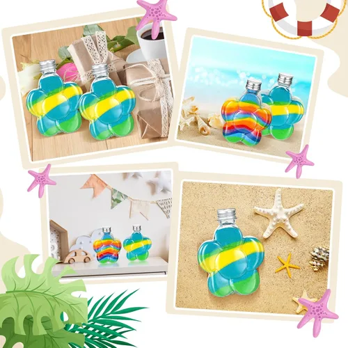 Vista 4 de Hsei 50 botellas de plástico para arte de arena y 5 mini embudos, botellas redondas transparentes de poción, tarros de dulces para licor, decoración