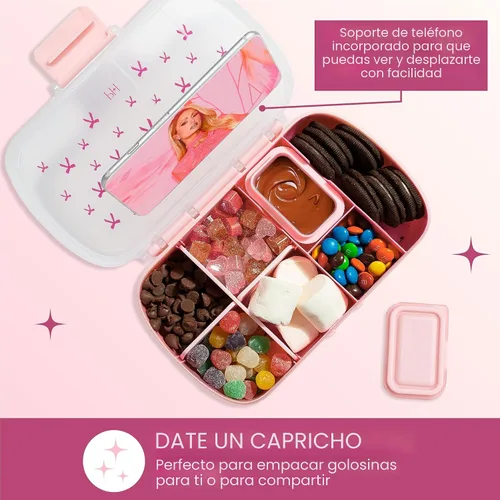 Vista 7 de Paris Hilton Paquete de 2 cajas de aperitivos estilo bento, contenedores de almuerzo de 7 compartimentos con soporte para teléfono integrado