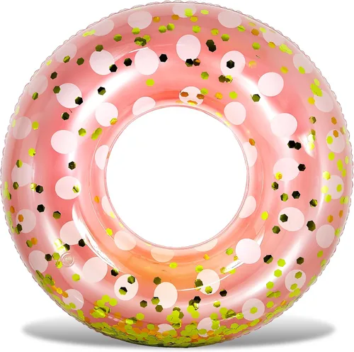 Vista 13 de POZA Flotador de Tubo Inflable para Piscina – Anillo de natación de confeti brillante, Tubo Inflable de Servicio Pesado Resistente a los Rayos UV