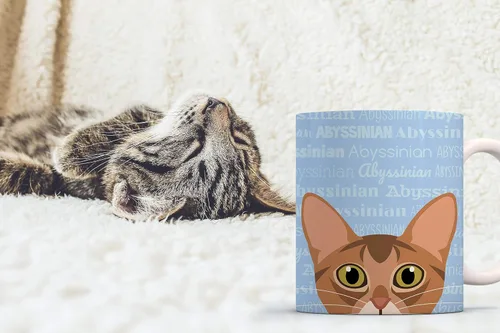 Vista 2 de Adorable diseño de raza de gato taza de café de cerámica de 11 oz (abisinio)