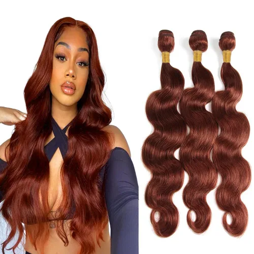Vista 125 de Color 30 paquetes de cabello humano marrón onda del cuerpo paquetes 8 10 12 pulgadas brasileño virgen Remy extensiones de cabello humano doble trama