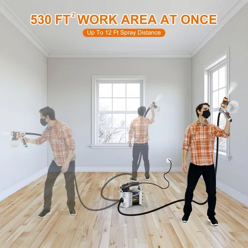 Vista 8 de Pulverizador de Pintura Mejorado - BATAVIA 700W HVLP Pistola de Pintura de Alta Potencia con Manguera de Aire de 1.83 m, 4 Boquillas y 3 Patrones