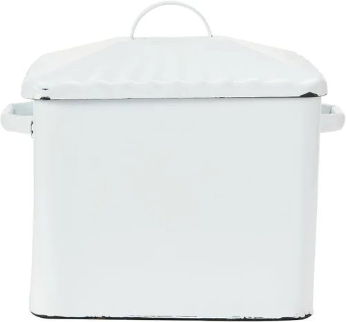 Vista 9 de Creative Co-op, caja de metal esmaltado para pan, color blanco