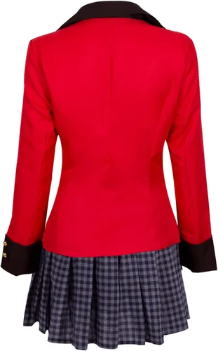 Vista 3 de Kakegurui Runa Yomozuki - Disfraz de uniforme escolar japonés para niñas traje de falda corta