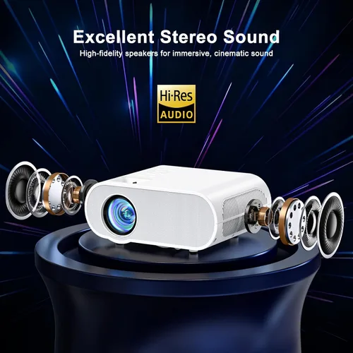 Vista 7 de Proyector inteligente ANSI 1500, proyector HOMPOW 4K con WiFi y Bluetooth, mini proyector, sistema de transmisión integrado, proyector