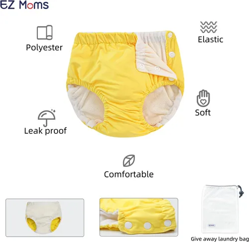 Vista 2 de Paquete de 2 pañales de natación reutilizables para bebés, pañales de natación suaves y sedosos, pañales de natación lavables para bebés, pañales