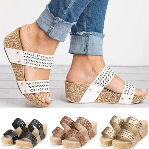 Vista 2 de Alpargatas sandalias planas para mujer plana, sandalias de plataforma casuales para el verano con tacones medianos, sandalias abiertas