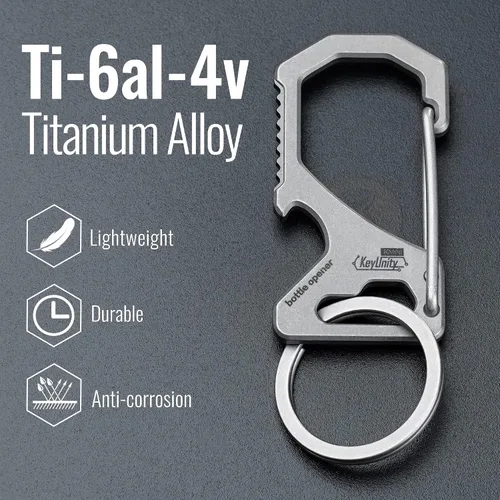 Vista 7 de KeyUnity Keychain Carabiner Clip, Anti-Lost Quick Release Titanium Key Holder, 2 inch Key Organizer Heavy Duty for Men & Women