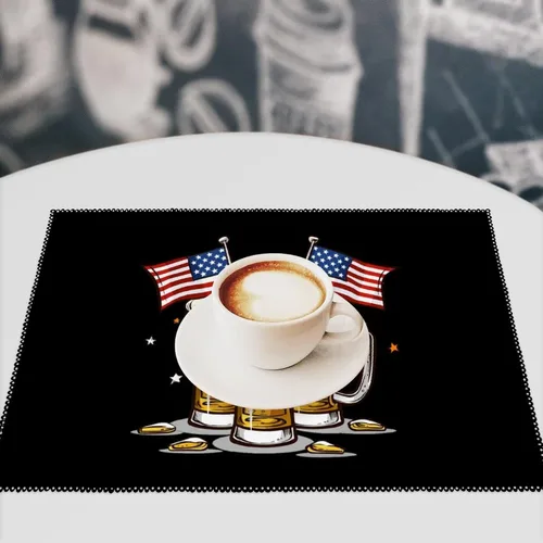 Vista 7 de Beer American Flag Placemats Set of 6 Resistant Table Mats Washable Place Mats for Dinner Party Table Decoration