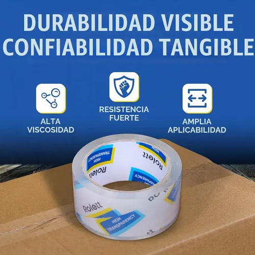 Vista 7 de Rolett Cinta de embalaje, 12 rollos de cinta de envío, cinta de embalaje resistente de 1.88 pulgadas x 60 yardas, repuesto de cinta de embalaje