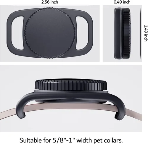 Vista 2 de PZOZ Soporte impermeable para collar de perro AirTag (paquete de 2) para Apple AirTag, plástico y silicona para collar de mascotas, soporte