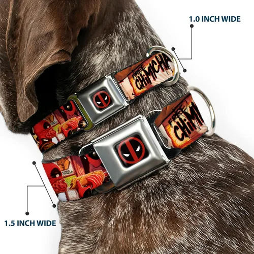 Vista 2 de Collar de perro hebilla de cinturón de seguridad Deadpool Kills Deadpool 2 cubierta Dynamite Chimichanga 9 a 15 pulgadas 1.0 pulgadas de ancho