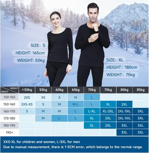 Vista 5 de Ropa interior térmica con calefacción para hombres y mujeres ropa interior larga con calefacción conjuntos de capa base Johns camisa calefactada